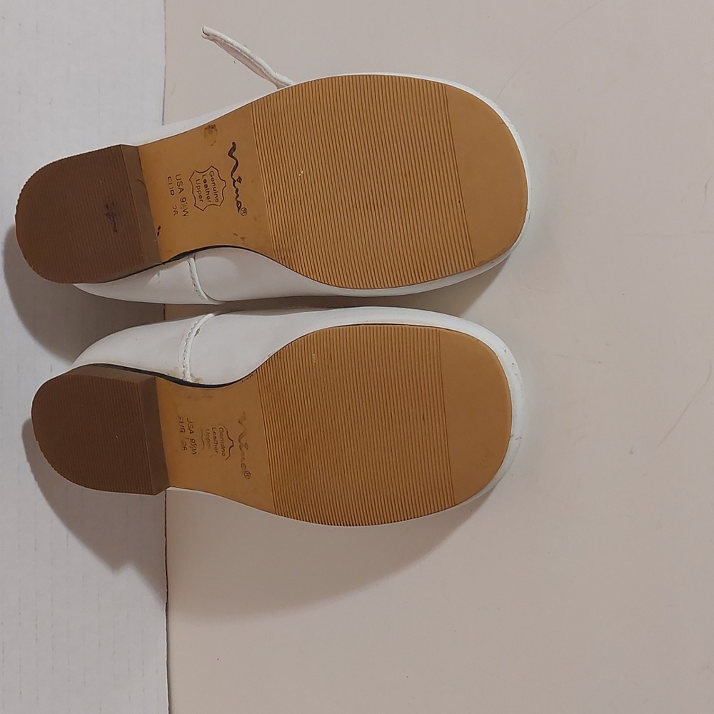 Nina Bonnette Girls White Mary Jane Shoes Size 9.5W - Picture 3 of 5